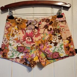 JCrew Womens Shorts Chino Boho Floral Festival Spring Colorful Size 0